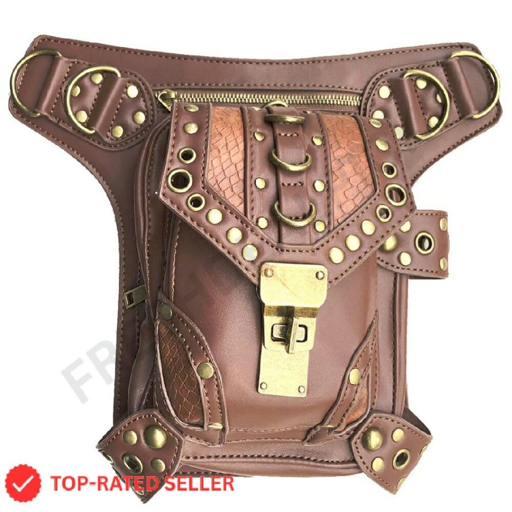 Faux Leather Drop Leg Bag Tactical Waist Pack Crossbody Shoulder Purse